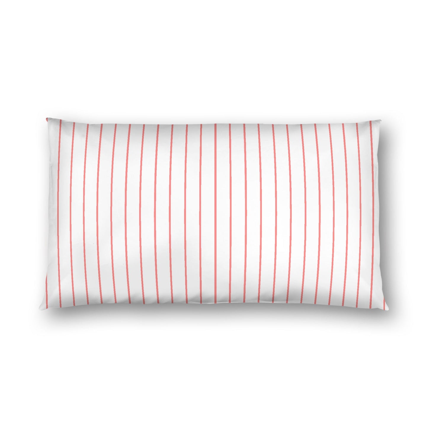Off-White Cotton Sateen Sham, Pink Stripes on Front, White Reverse Side, King - 20 x 36 inches