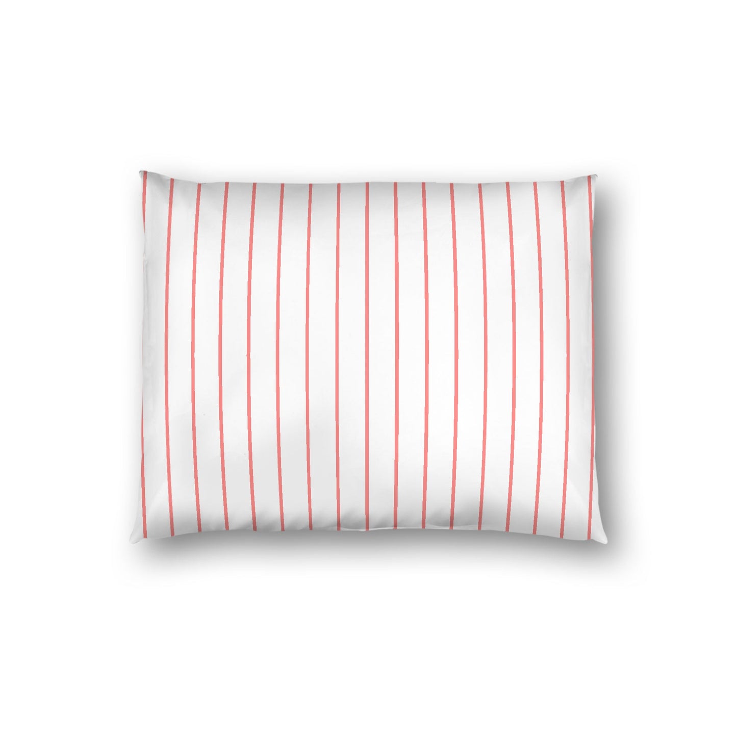 Off-White Cotton Sateen Sham, Pink Stripes on Front, White Reverse Side, Standard - 20 x 26 inches