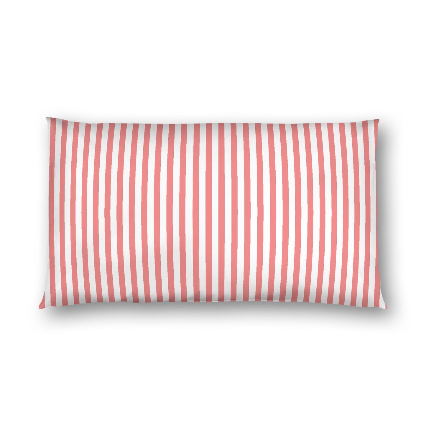 Off-White Cotton Sateen Sham, Thin Pink Bars on Front, White Reverse Side, King - 20 x 36 inches