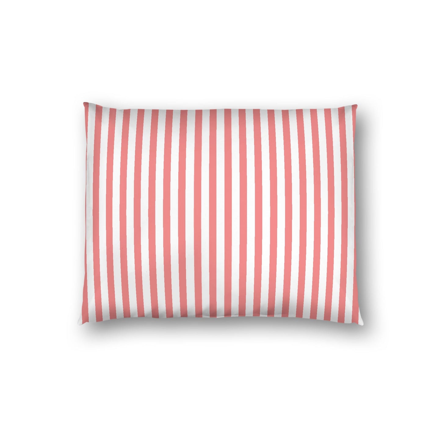 Off-White Cotton Sateen Sham, Thin Pink Bars on Front, White Reverse Side, Standard - 20 x 26 inches