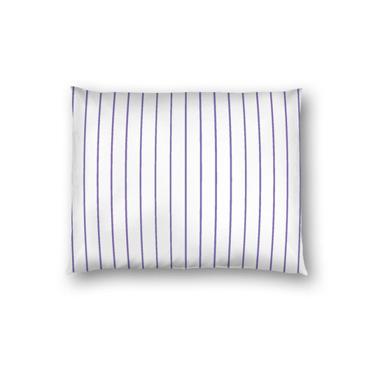 Off-White Cotton Sateen Sham, Purple Stripes on Front, White Reverse Side, Standard - 20 x 26 inches