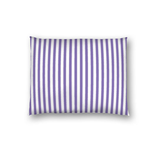 Off-White Cotton Sateen Sham, Thin Purple Bars on Front, White Reverse Side, Standard - 20 x 26 inches