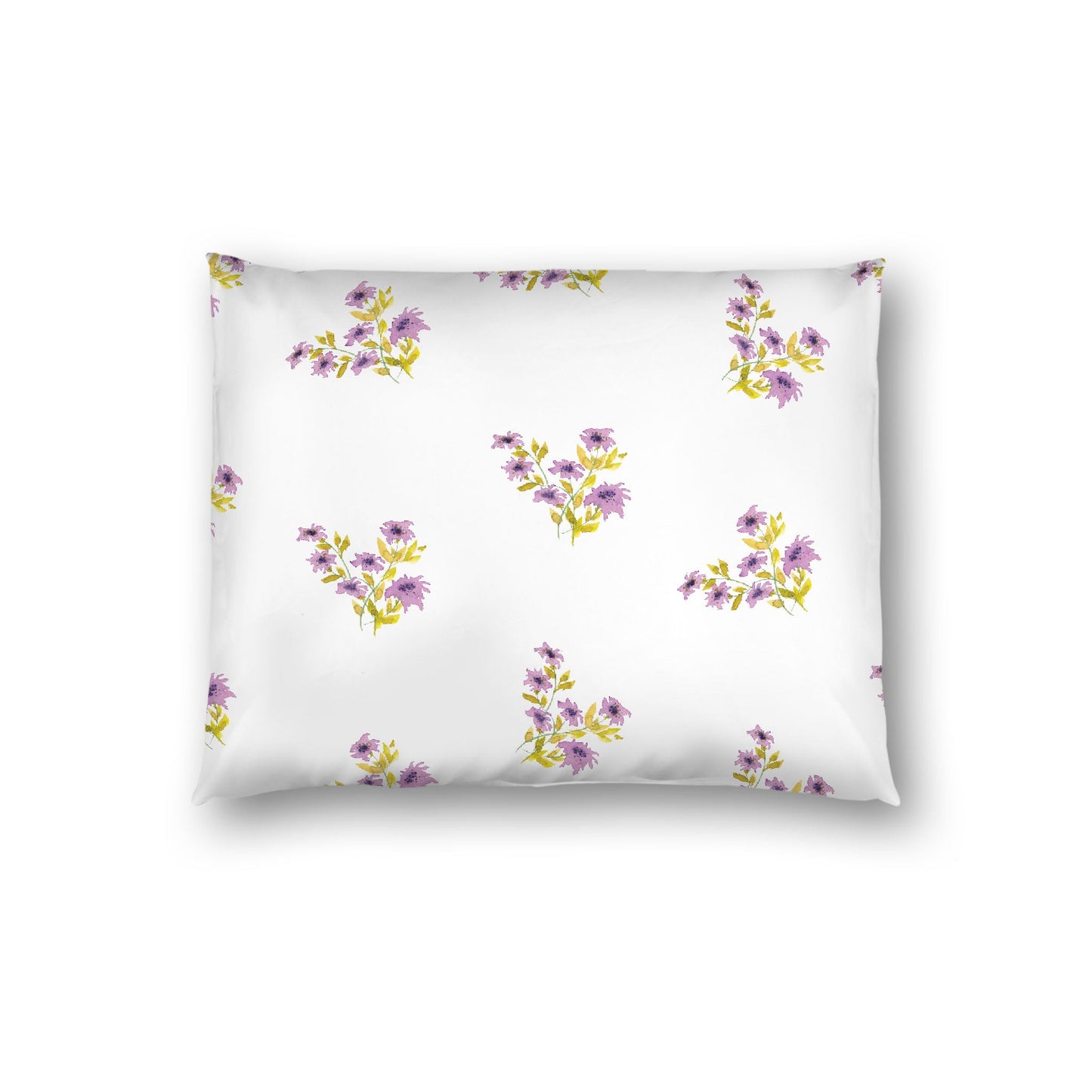Off-White Cotton Sateen Pillow Sham, Medium Mauve Floral Pattern, Standard - 20 x 26 inches