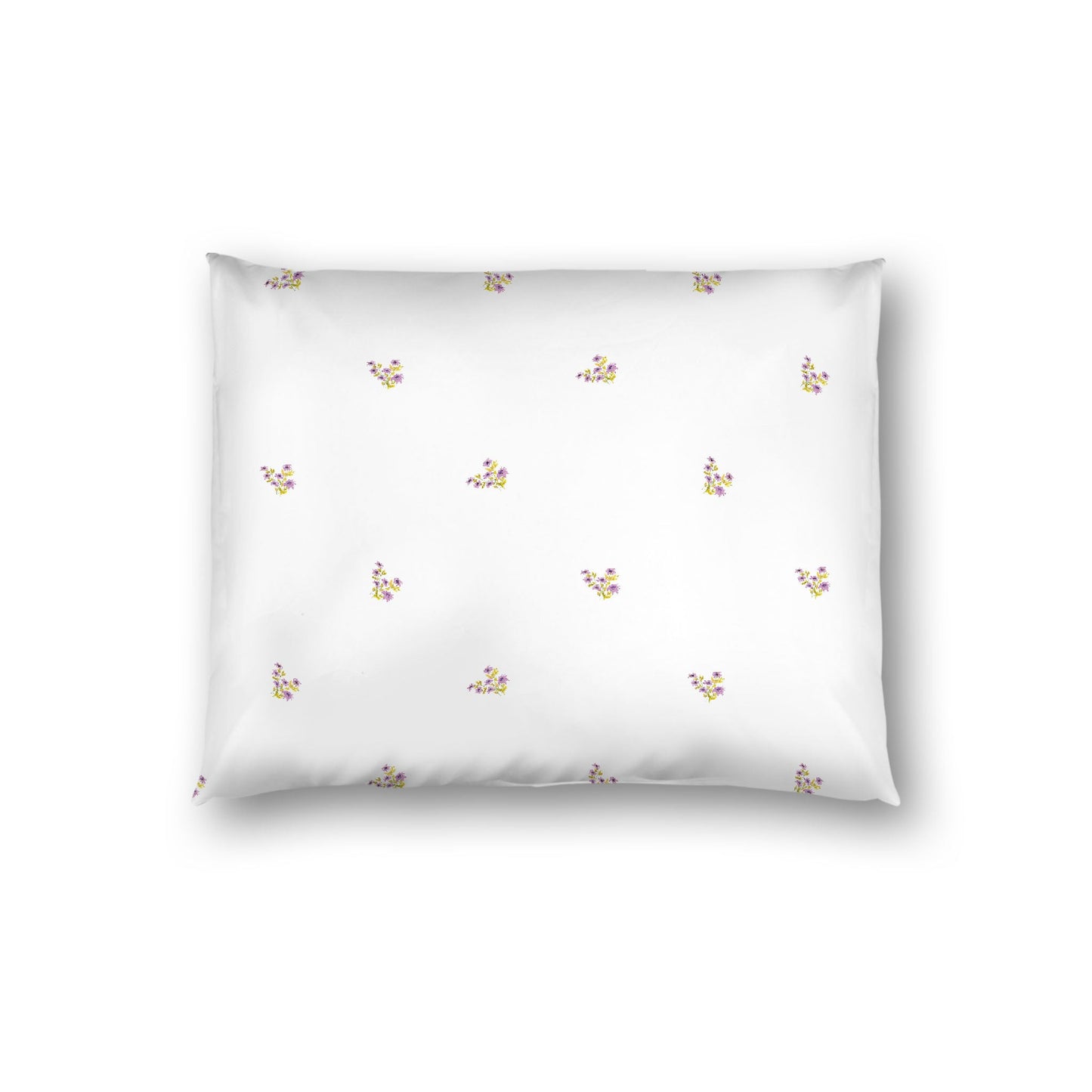 Off-White Cotton Sateen Pillow Sham, Small Mauve Floral Pattern, Standard - 20 x 26 inches