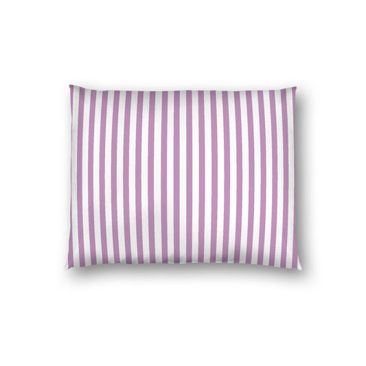 Off-White Cotton Sateen Sham, Thin Mauve Bars on Front, White Reverse Side, Standard - 20 x 26 inches