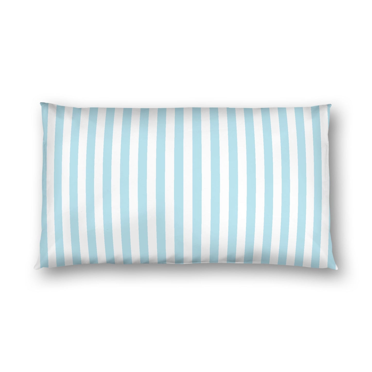 Off-White Cotton Sateen Sham, Blue Bars on Front, King - 20 x 36 inches