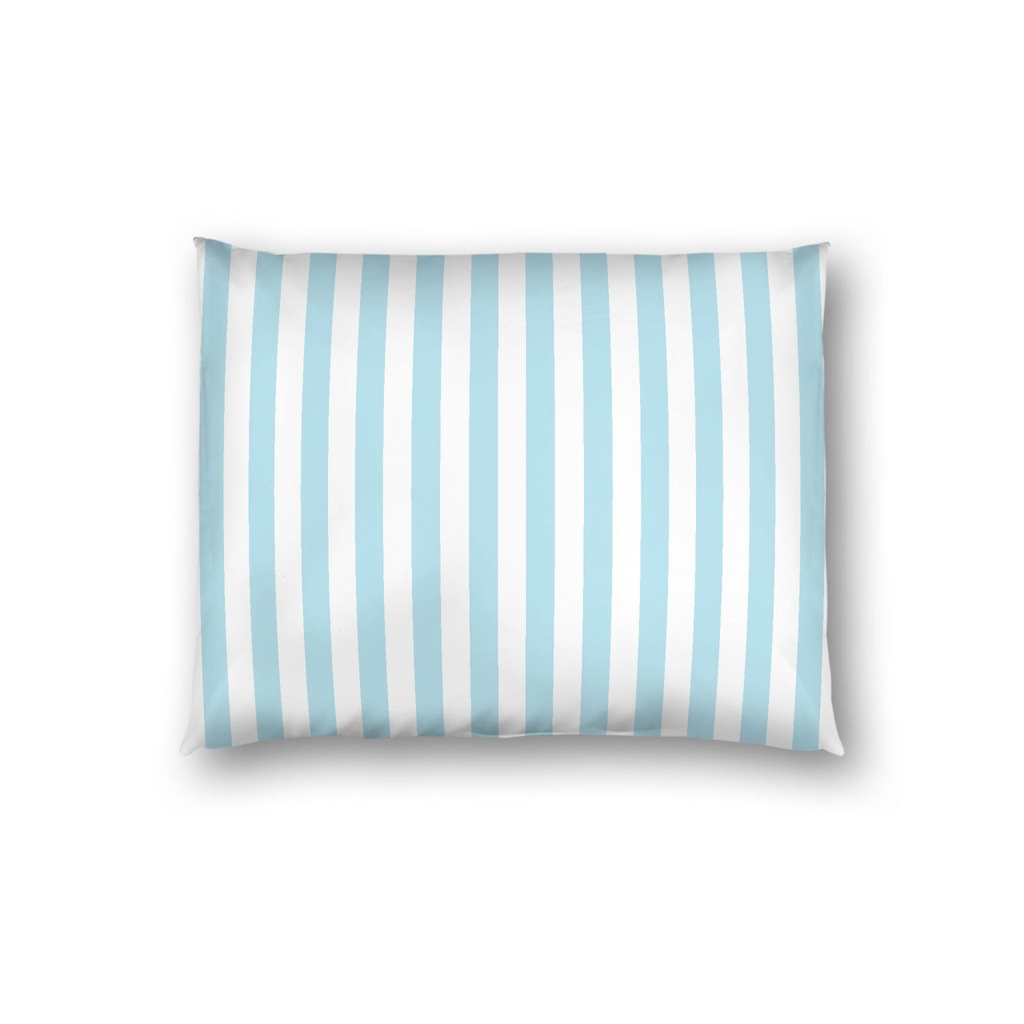 Off-White Cotton Sateen Sham, Blue Bars on Front, Standard - 20 x 26 inches