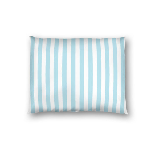 Off-White Cotton Sateen Sham, Blue Bars on Front, Standard - 20 x 26 inches