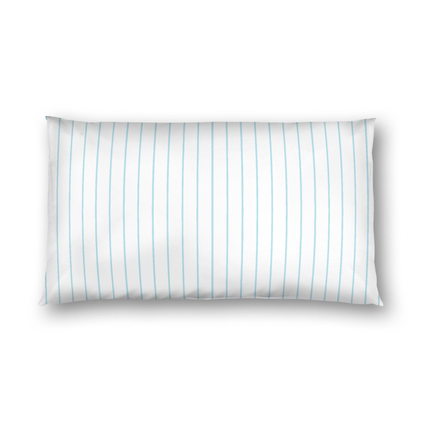 Off-White Cotton Sateen Sham, Blue Stripes on Front, White Reverse Side, King - 20 x 36 inches