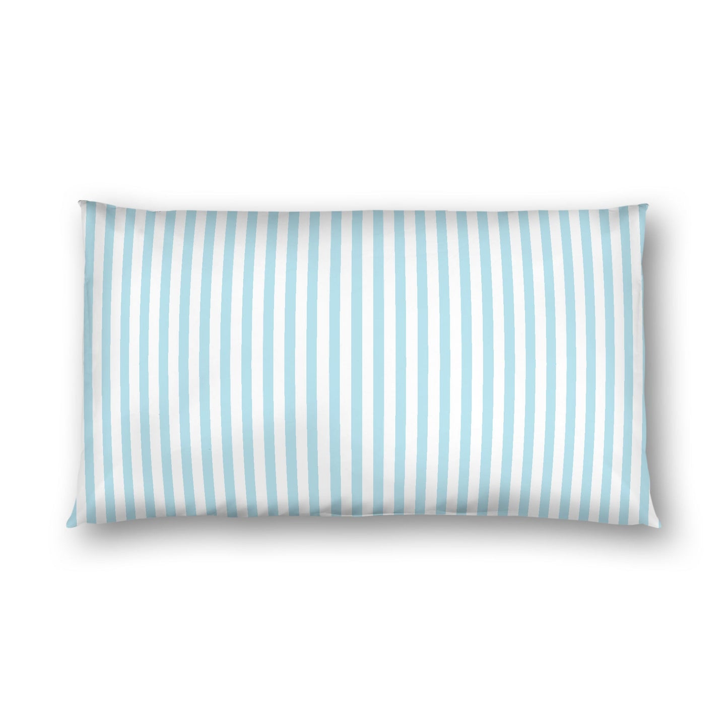 Off-White Cotton Sateen Sham, Thin Blue Bars on Front, White Reverse Side, King - 20 x 36 inches
