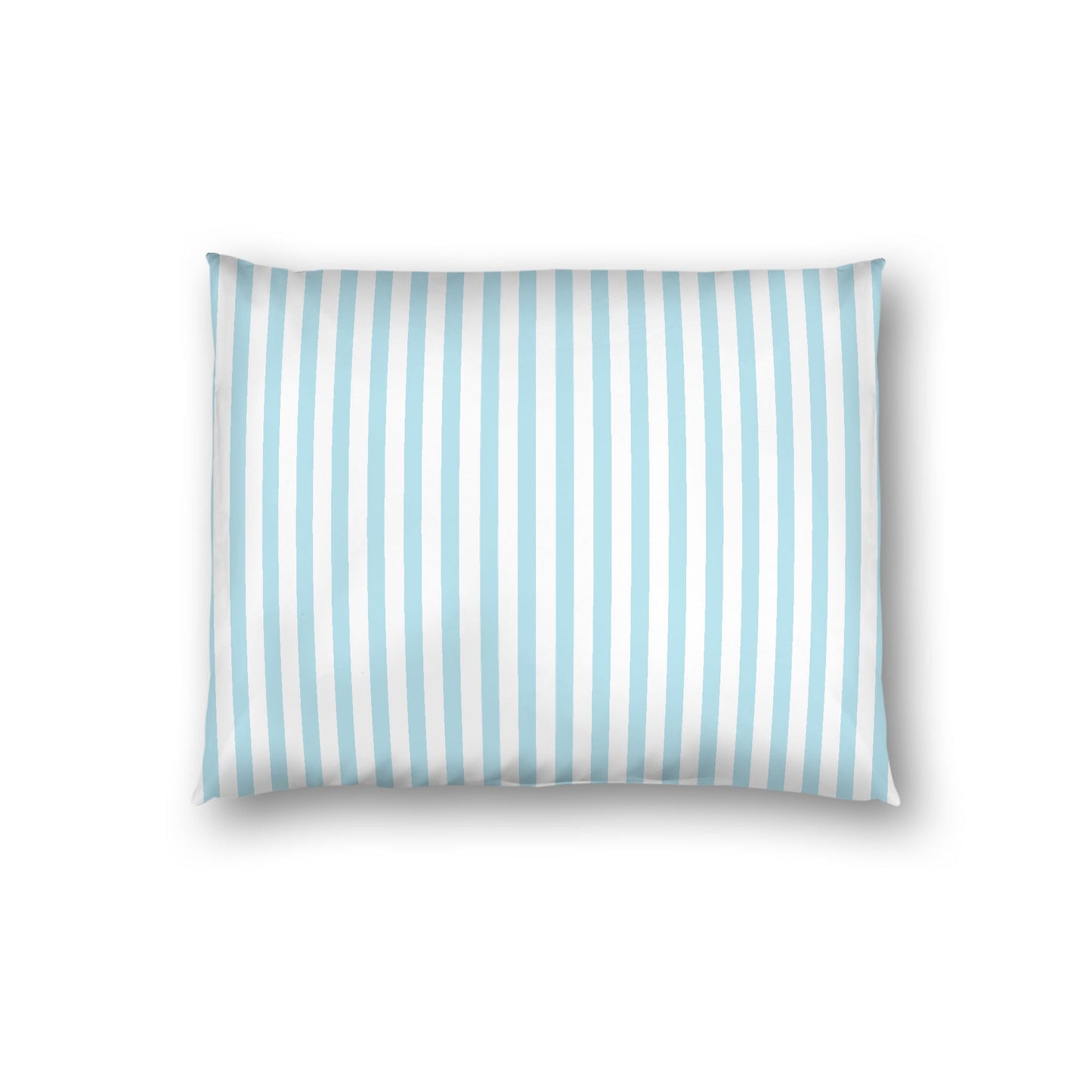 Off-White Cotton Sateen Sham, Thin Blue Bars on Front, White Reverse Side, Standard - 20 x 26 inches