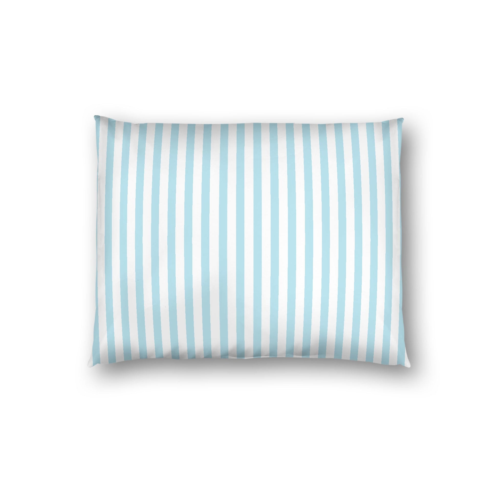 Off-White Cotton Sateen Sham, Thin Blue Bars on Front, White Reverse Side, Standard - 20 x 26 inches