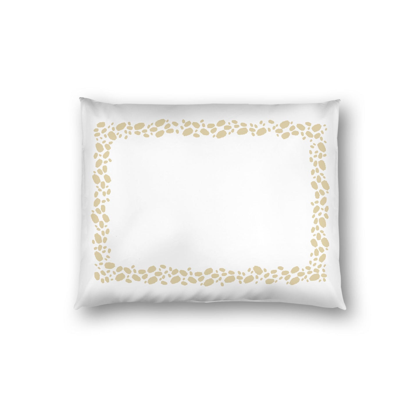 Off-white Cotton Sateen Pillow Sham, Desert Sand Hand-painted Dab Motif Print, Classic Border, White Reverse Side, Standard - 20 x 26 inches