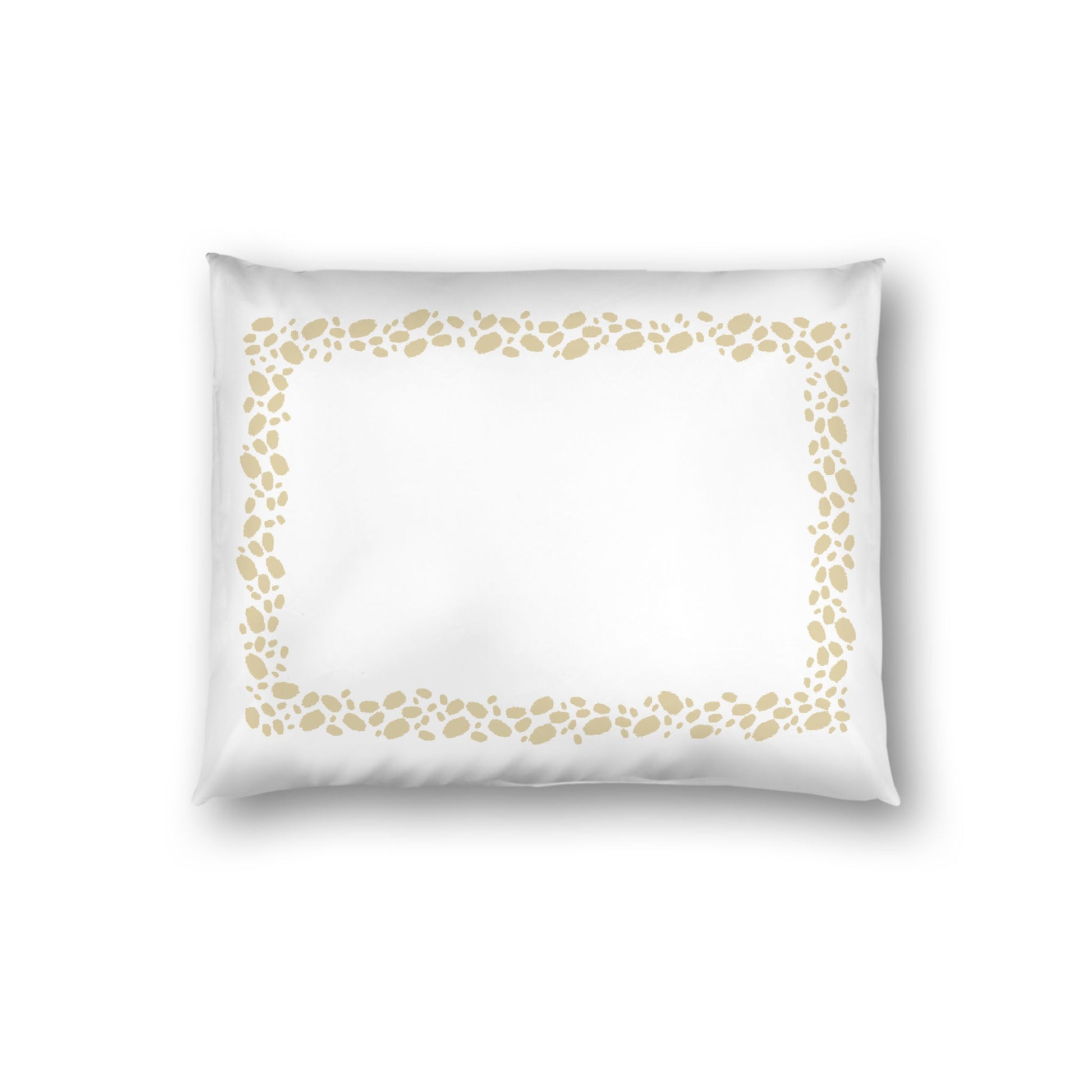 Off-white Cotton Sateen Pillow Sham, Desert Sand Hand-painted Dab Motif Print, Classic Border, White Reverse Side, Standard - 20 x 26 inches
