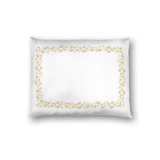 Off-white Cotton Sateen Pillow Sham, Desert Sand Hand-painted Dab Motif Print, Classic Border, White Reverse Side, Standard - 20 x 26 inches