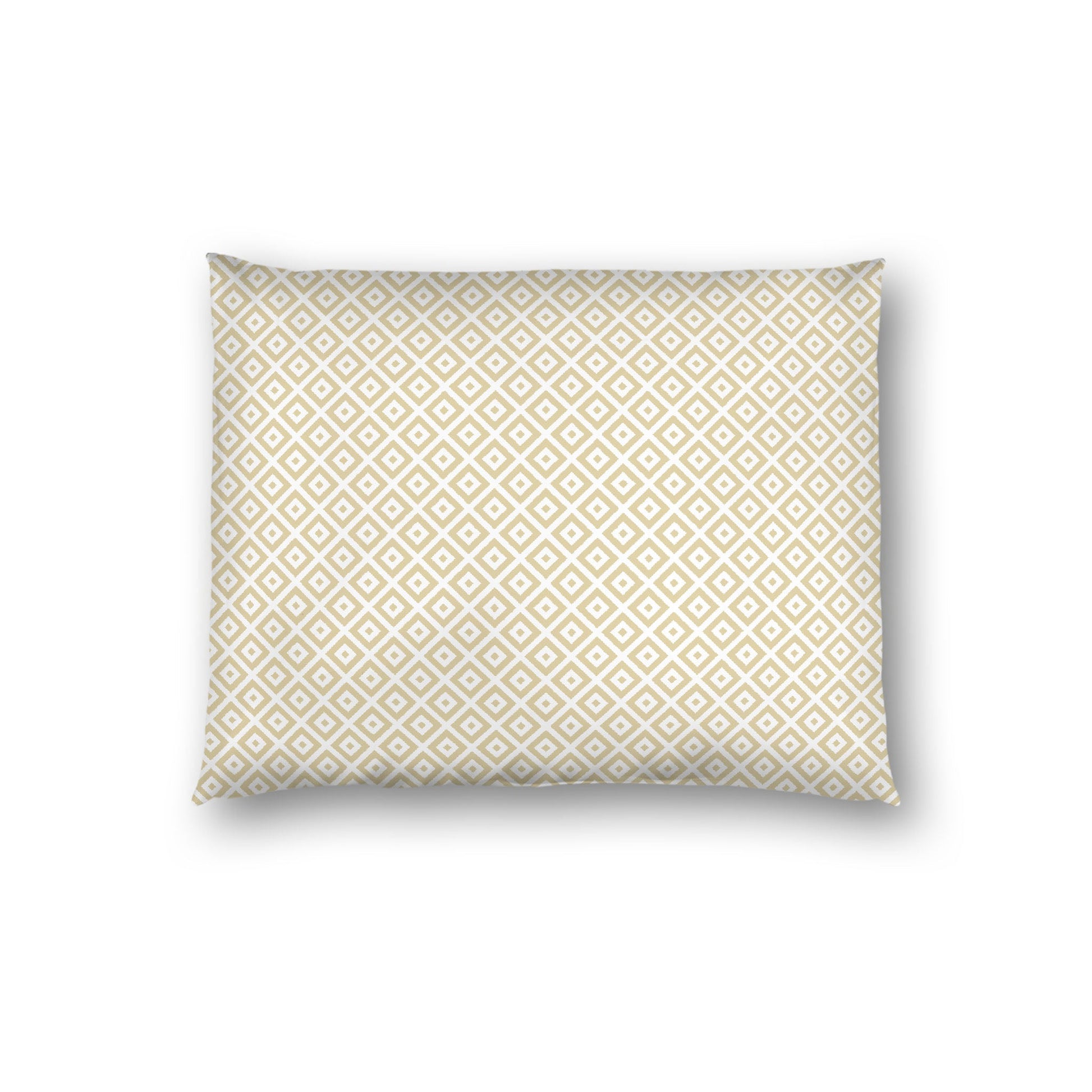 Off-white Cotton Sateen Pillow Sham, Desert Sand Repeating Square Motif Print, Off-white Revese Side, Standard - 20 x 26 inches