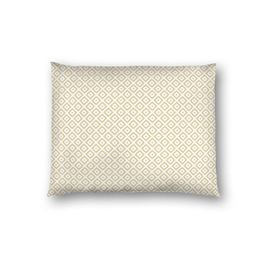 Off-white Cotton Sateen Pillow Sham, Desert Sand Repeating Square Motif Print, Off-white Revese Side, Standard - 20 x 26 inches