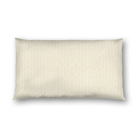 Off-white Cotton Sateen Pillow Sham, Tan Single Weave Motif Print, White Reverse Side | CSSH-1371-142