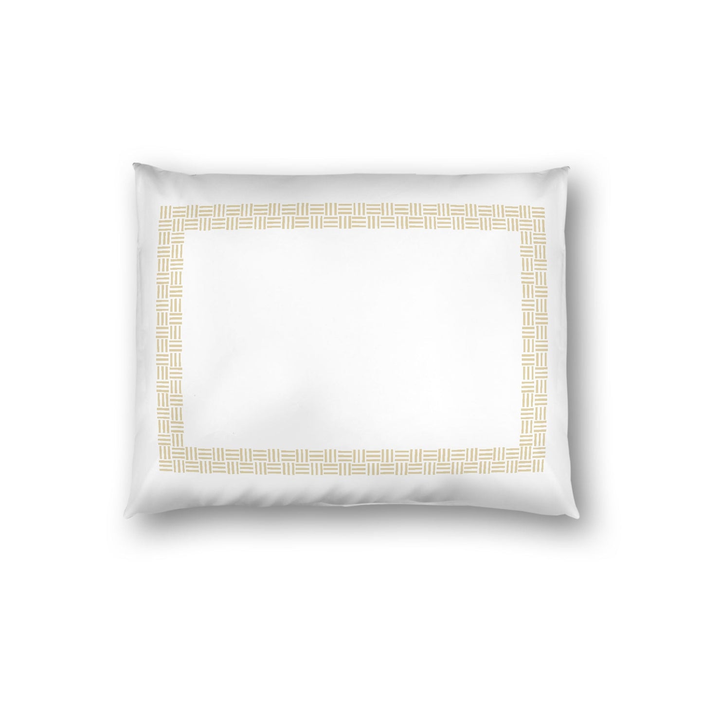 Off-white Cotton Sateen Pillow Sham, Desert Sand Double Weave Motif Print, Classic Border, White Reverse Side, Standard - 20 x 26 inches