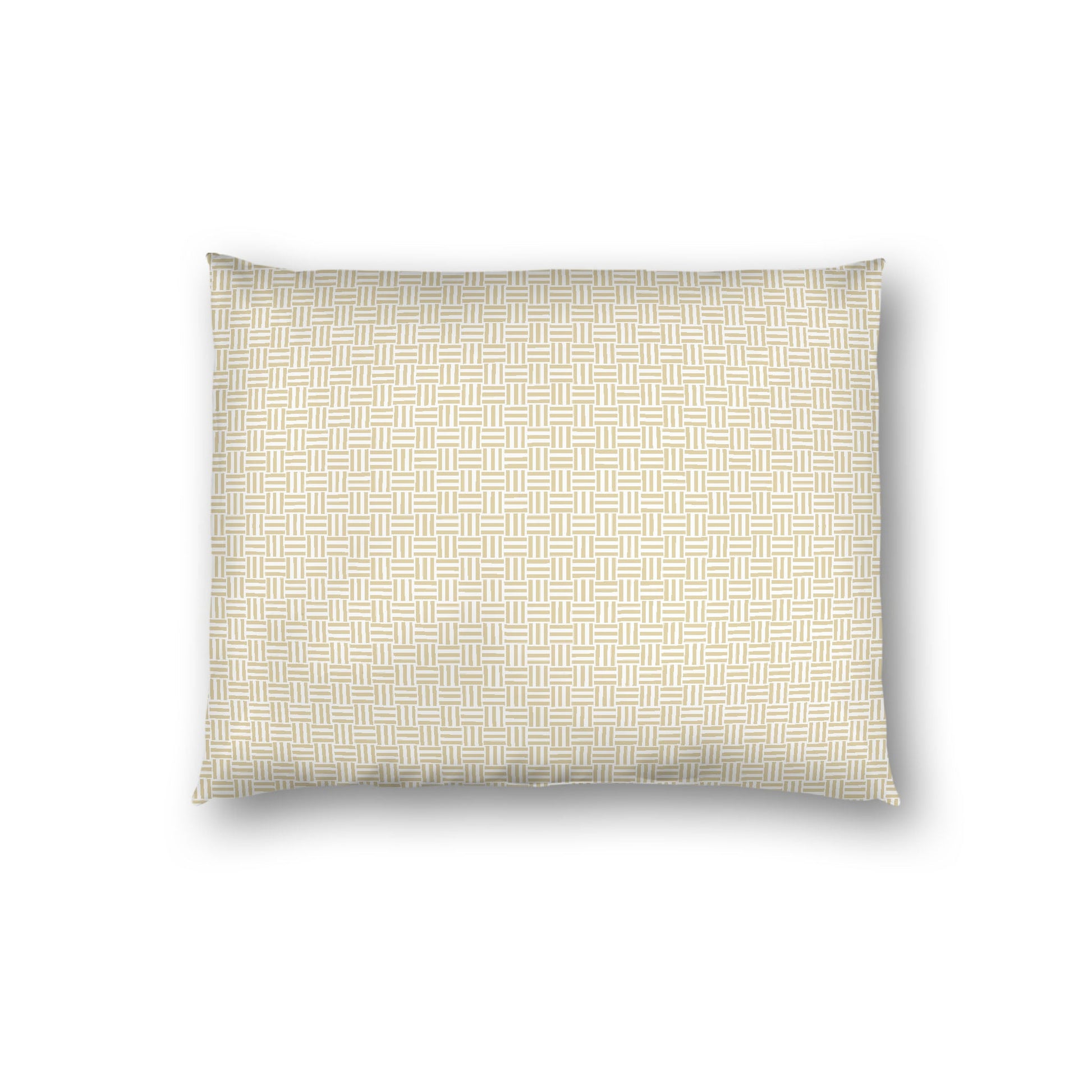 Off-white Cotton Sateen Pillow Sham, Desert Sand Double Weave Motif Print, White Reverse Side, Standard - 20 x 26 inches
