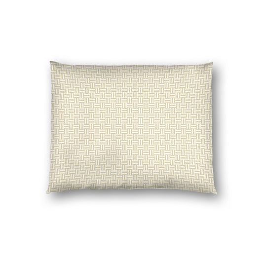 Off-white Cotton Sateen Pillow Sham, Desert Sand Double Weave Motif Print, White Reverse Side, Standard - 20 x 26 inches
