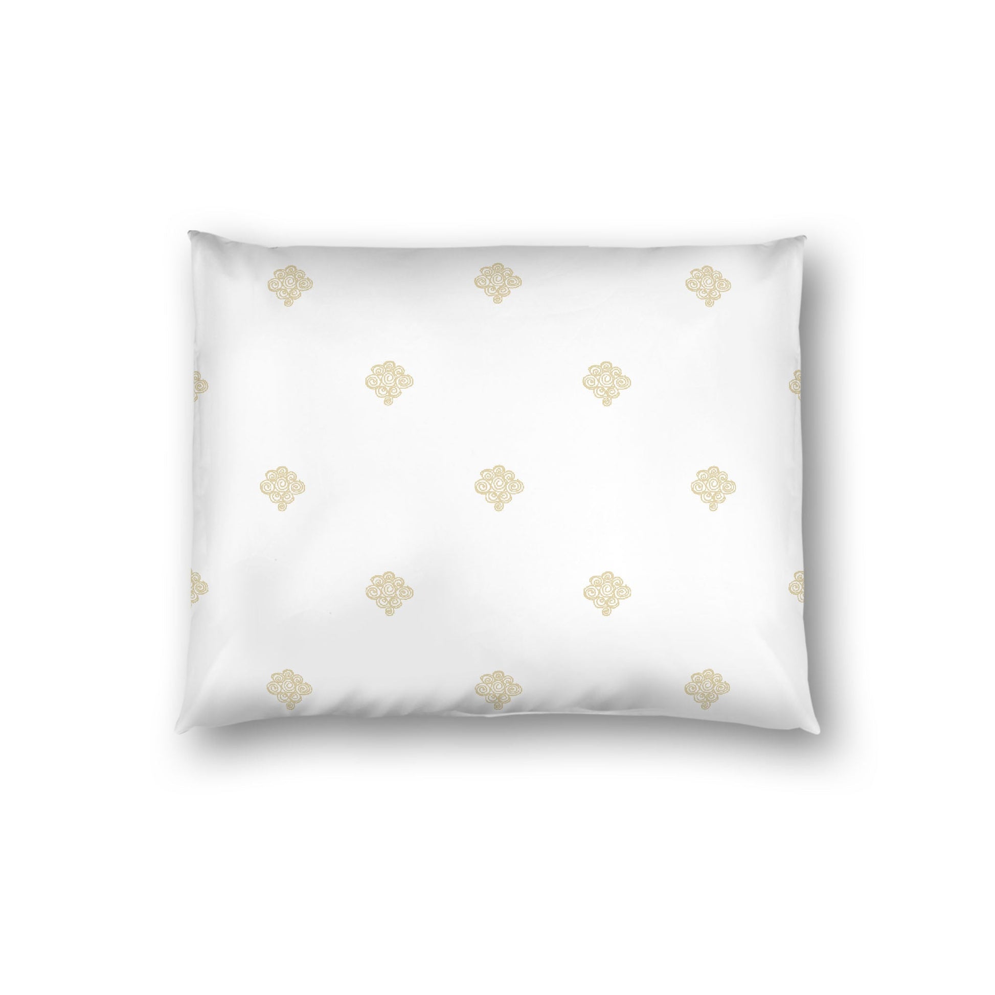 Off-white Cotton Sateen Pillow Sham, Desert Sand Hand-painted Swizzle Motif Print, White Reverse Side, Standard - 20 x 26 inches