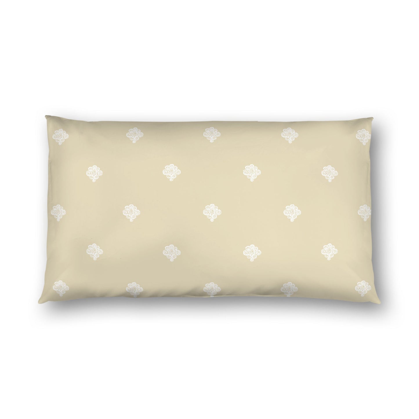 Desert Sand Cotton Sateen Pillow Sham, Off-white Hand-painted Swizzle Motif Print, White Reverse Side, King - 20 x 36 inches