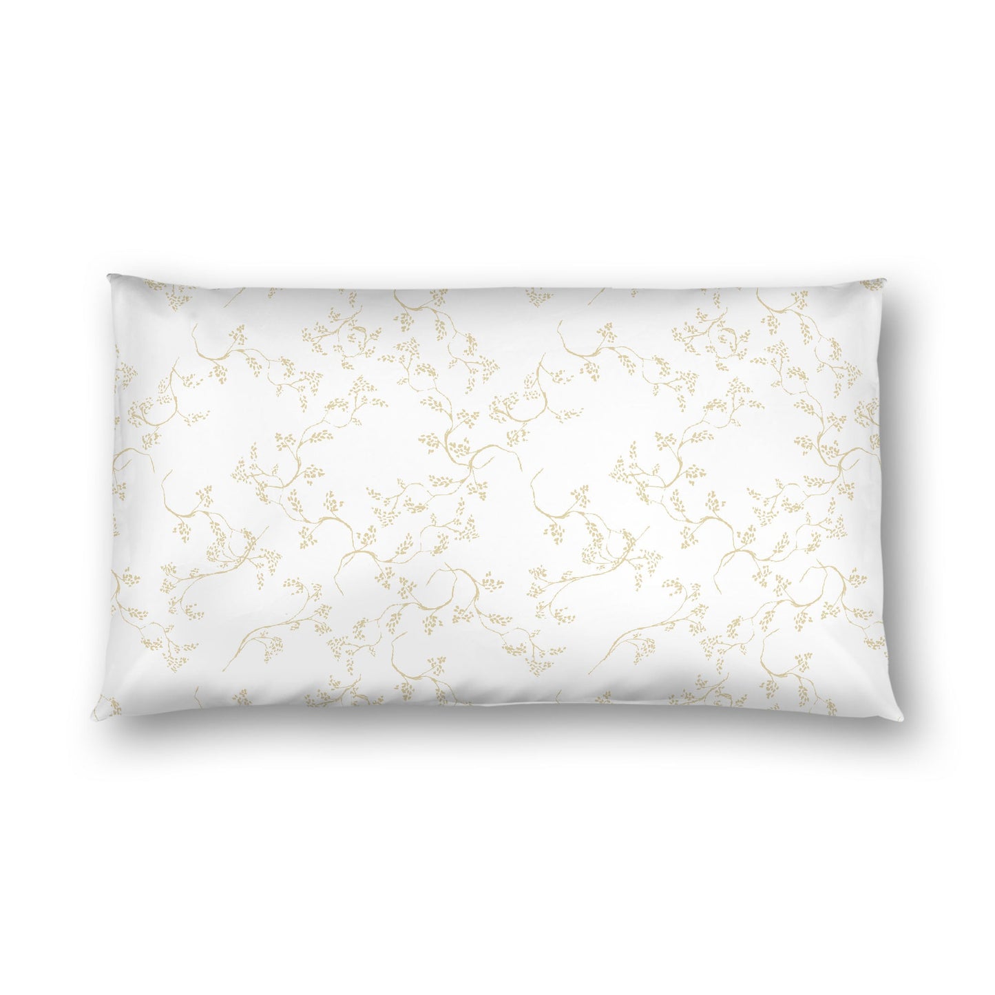 Off-white Cotton Sateen Pillow Sham, Desert Sand Hand-painted Vine Print, White Reverse Side, King - 20 x 36 inches