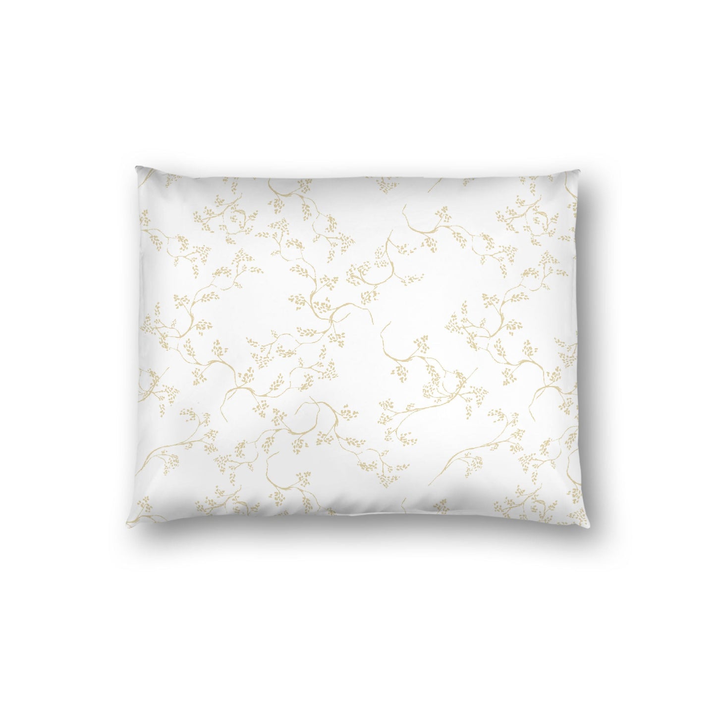 Off-white Cotton Sateen Pillow Sham, Desert Sand Hand-painted Vine Print, White Reverse Side, Standard - 20 x 26 inches