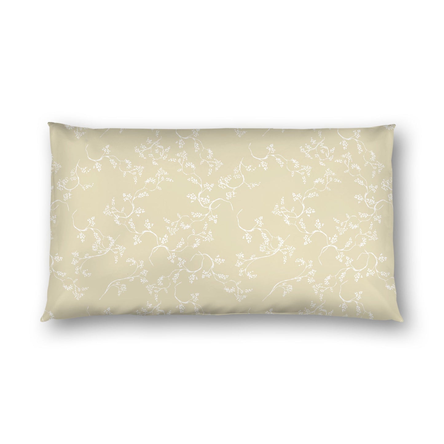 Desert Sand Cotton Sateen Pillow Sham, Off-white Vine Print on Front, White Reverse Side, King - 20 x 36 inches