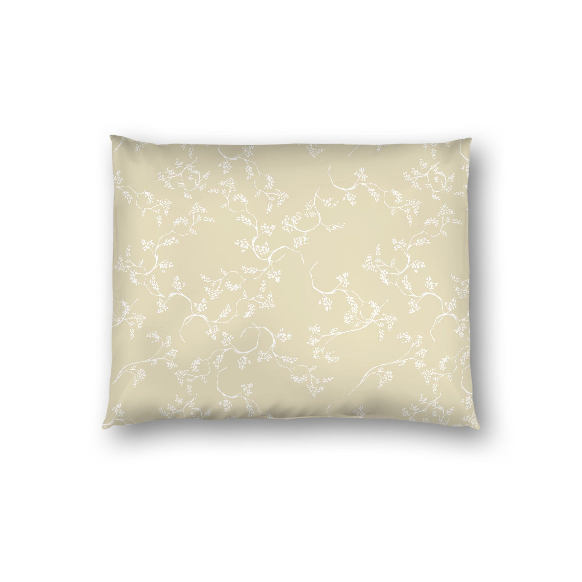 Desert Sand Cotton Sateen Pillow Sham, Off-white Vine Print on Front, White Reverse Side, Standard - 20 x 26 inches