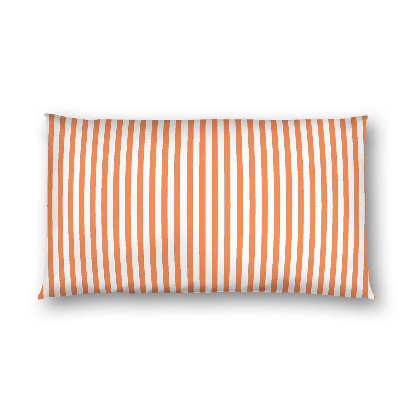 Off-White Cotton Sateen Sham, Thin Pale Orange Bars on Front, White Reverse Side, King - 20 x 36 inches