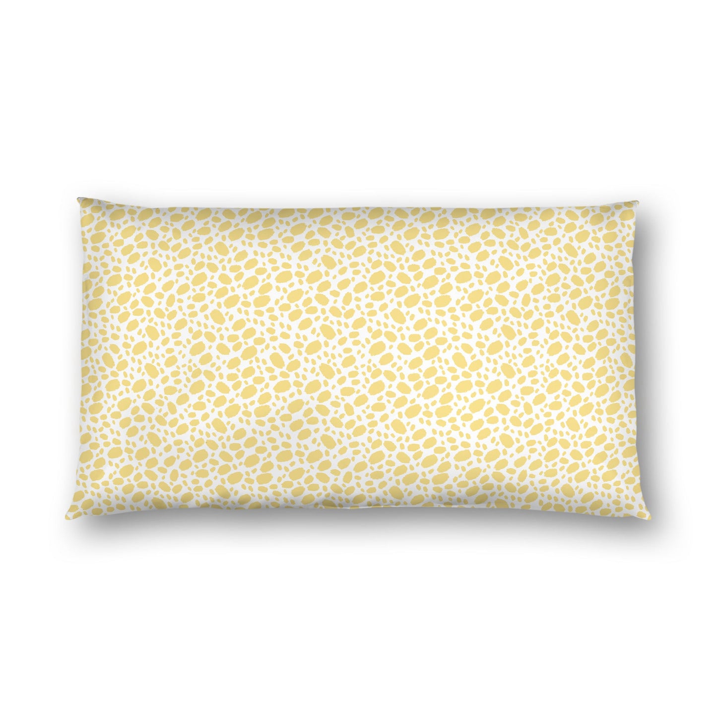 Off-white Cotton Sateen Pillow Sham, Yellow Hand-painted Dab Motif Print, Off-white Revese Side, King - 20 x 36 inches
