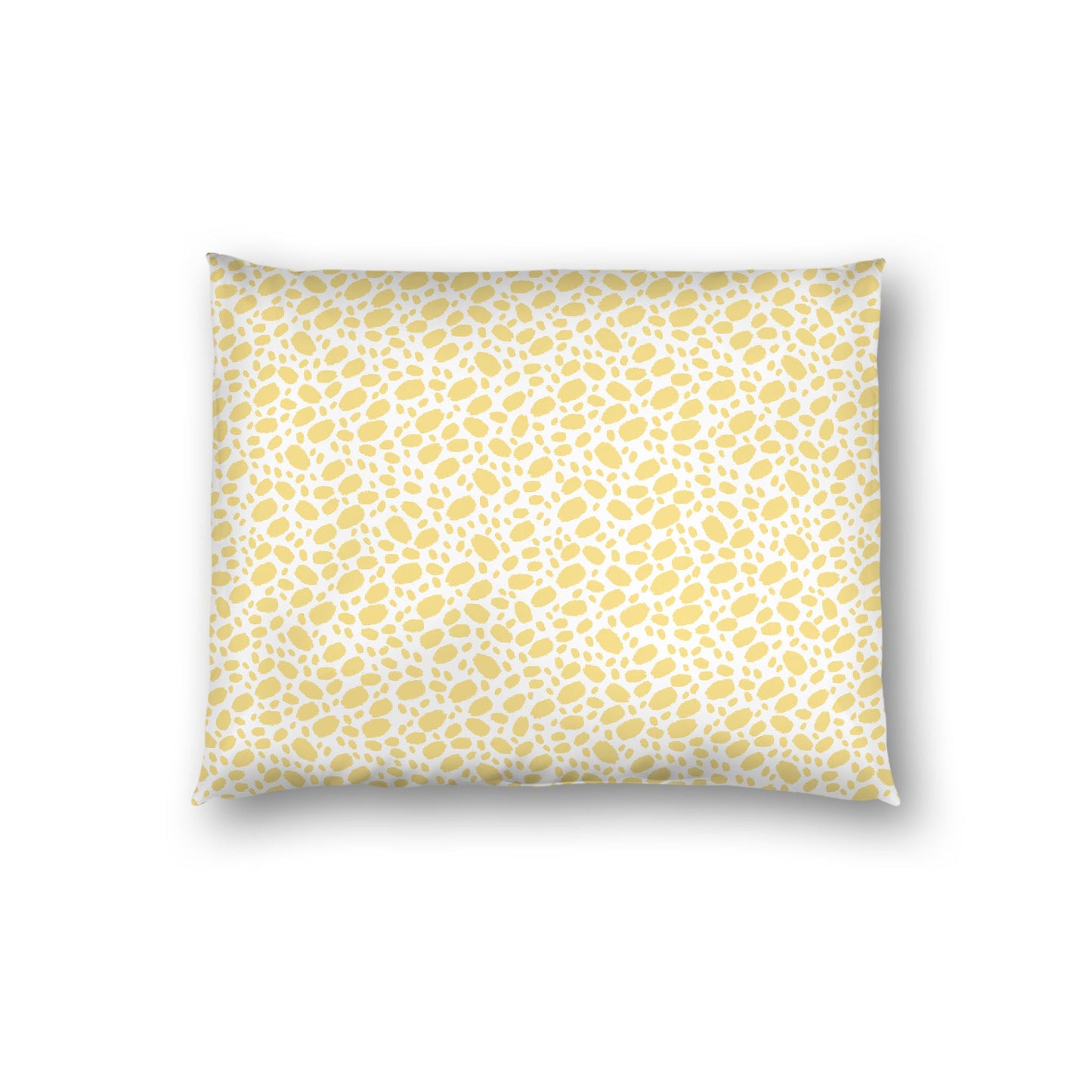 Off-white Cotton Sateen Pillow Sham, Yellow Hand-painted Dab Motif Print, Off-white Revese Side, Standard - 20 x 26 inches