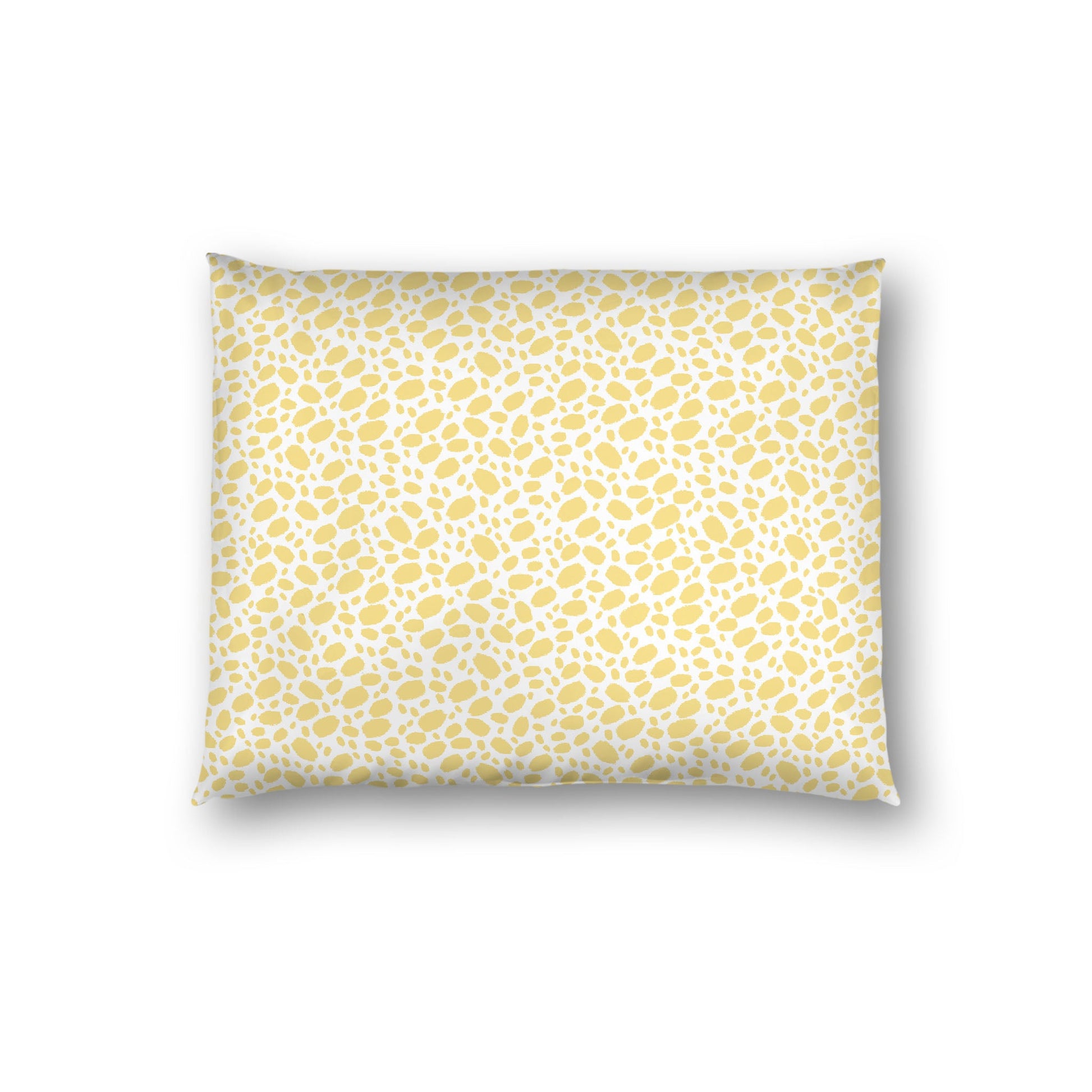 Off-white Cotton Sateen Pillow Sham, Yellow Hand-painted Dab Motif Print, Off-white Revese Side, Standard - 20 x 26 inches