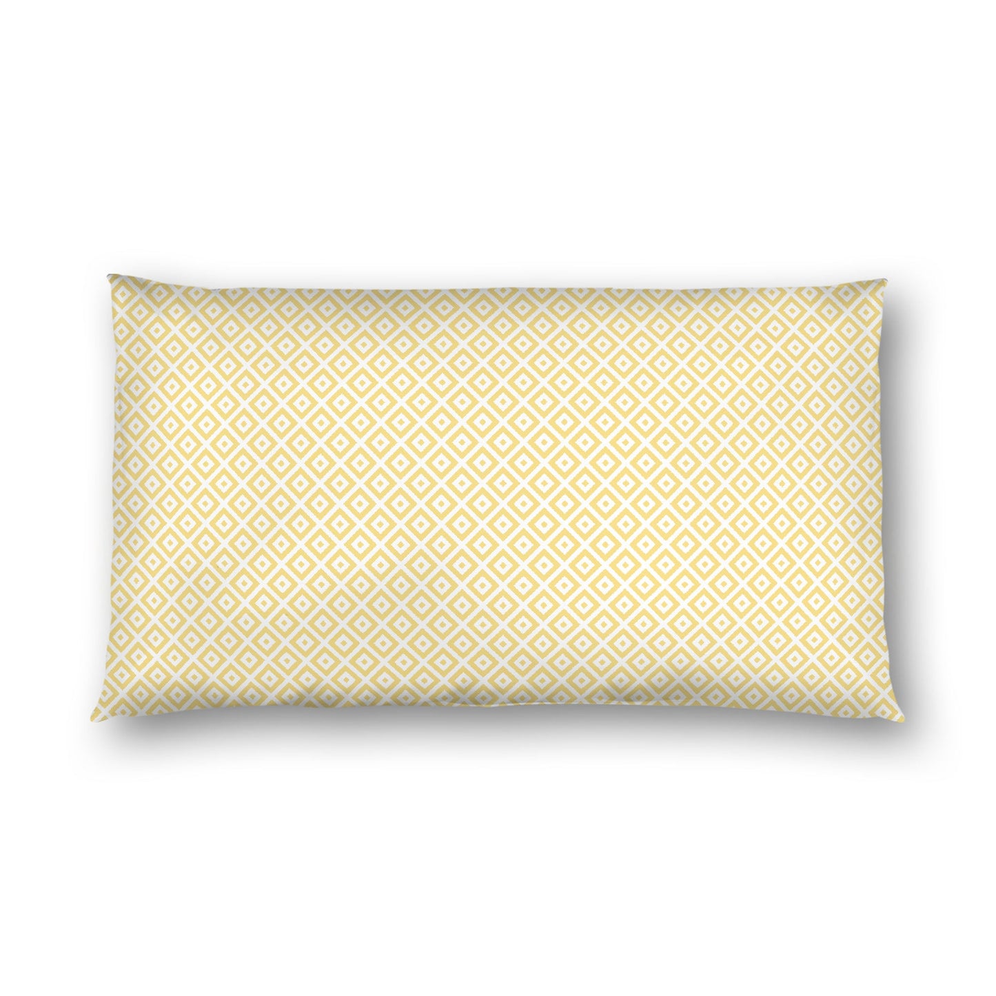 Off-white Cotton Sateen Pillow Sham, Yellow Repeating Square Motif Print, Off-white Revese Side, King - 20 x 36 inches