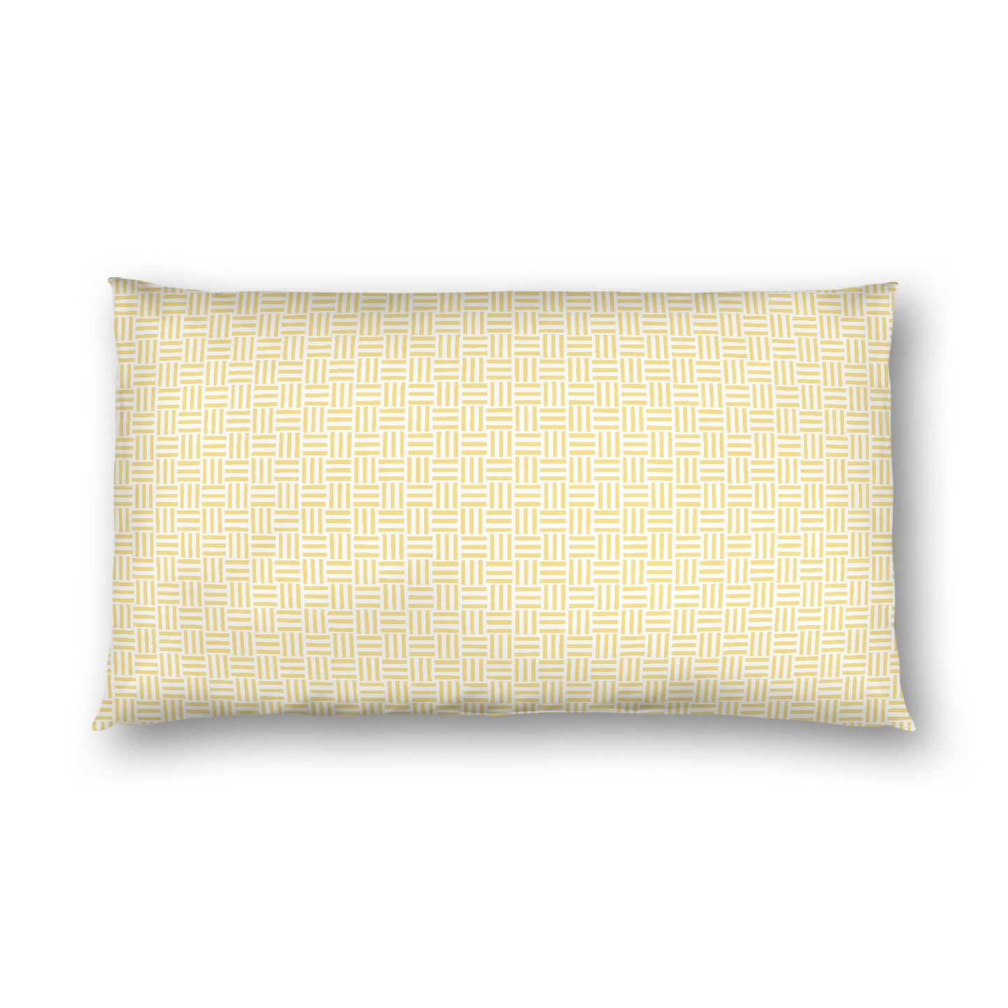 Off-white Cotton Sateen Pillow Sham, Yellow Single Weave Motif Print, White Reverse Side, King - 20 x 36 inches