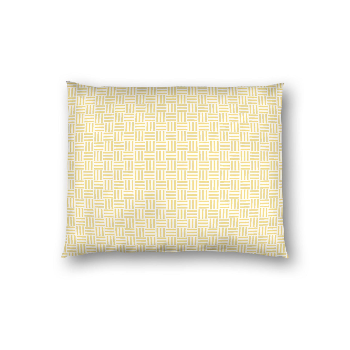 Off-white Cotton Sateen Pillow Sham, Yellow Single Weave Motif Print, White Reverse Side, Standard - 20 x 26 inches