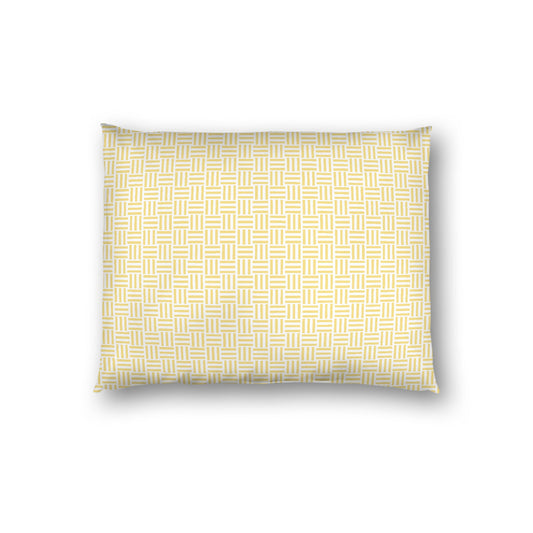 Off-white Cotton Sateen Pillow Sham, Yellow Single Weave Motif Print, White Reverse Side, Standard - 20 x 26 inches