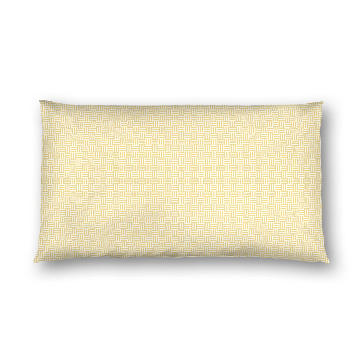 Off-white Cotton Sateen Pillow Sham, Yellow Double Weave Motif Print, White Reverse Side, King - 20 x 36 inches
