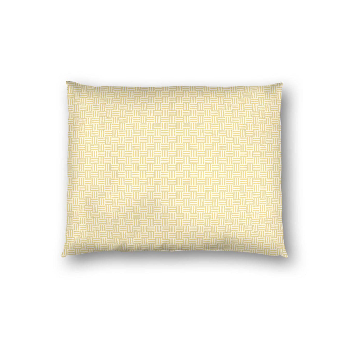 Off-white Cotton Sateen Pillow Sham, Yellow Double Weave Motif Print, White Reverse Side, Standard - 20 x 26 inches