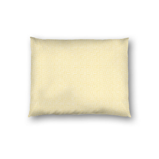 Off-white Cotton Sateen Pillow Sham, Yellow Double Weave Motif Print, White Reverse Side, Standard - 20 x 26 inches