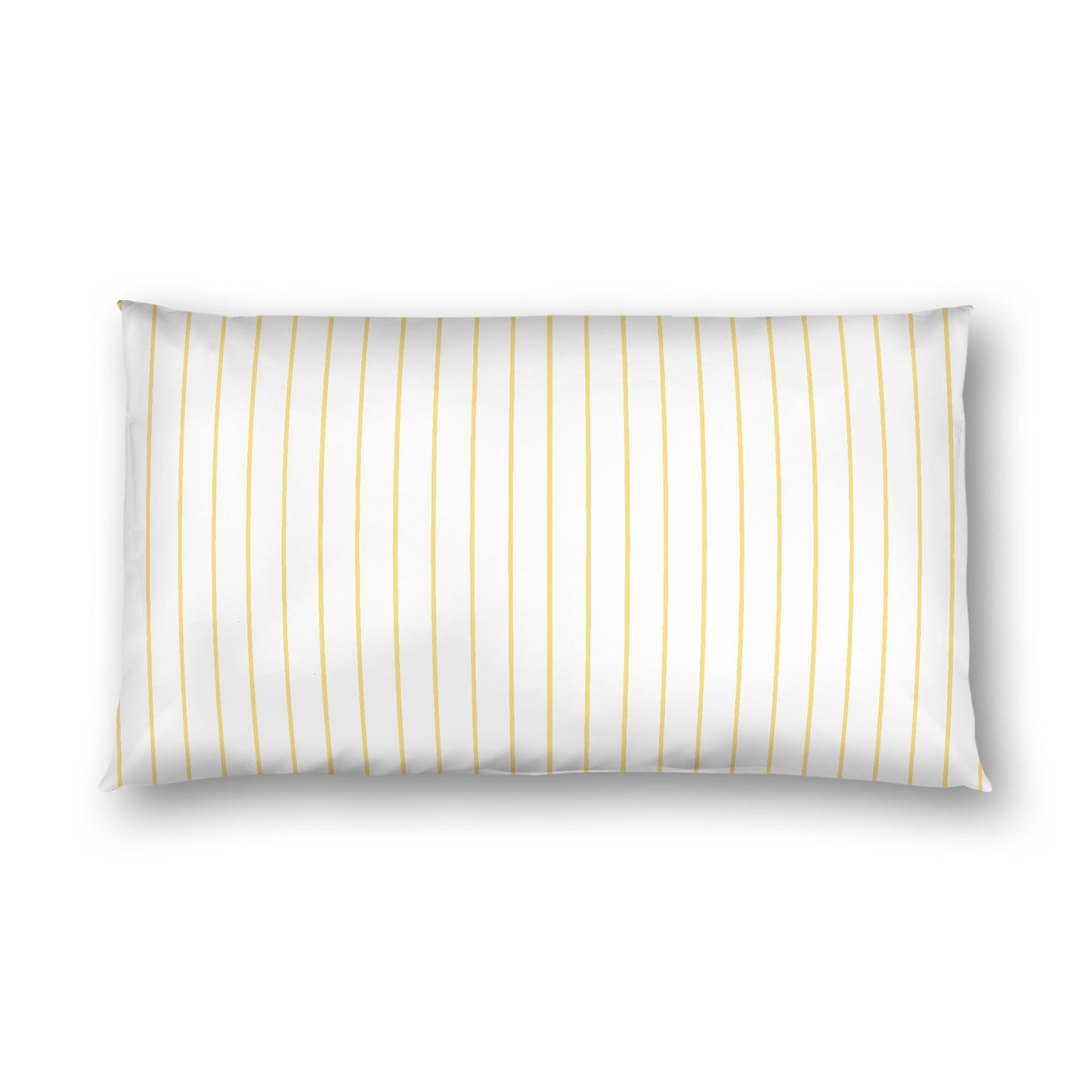 Off-white Cotton Sateen Sham, Yellow Stripes on Front, White Reverse Side, King - 20 x 36 inches