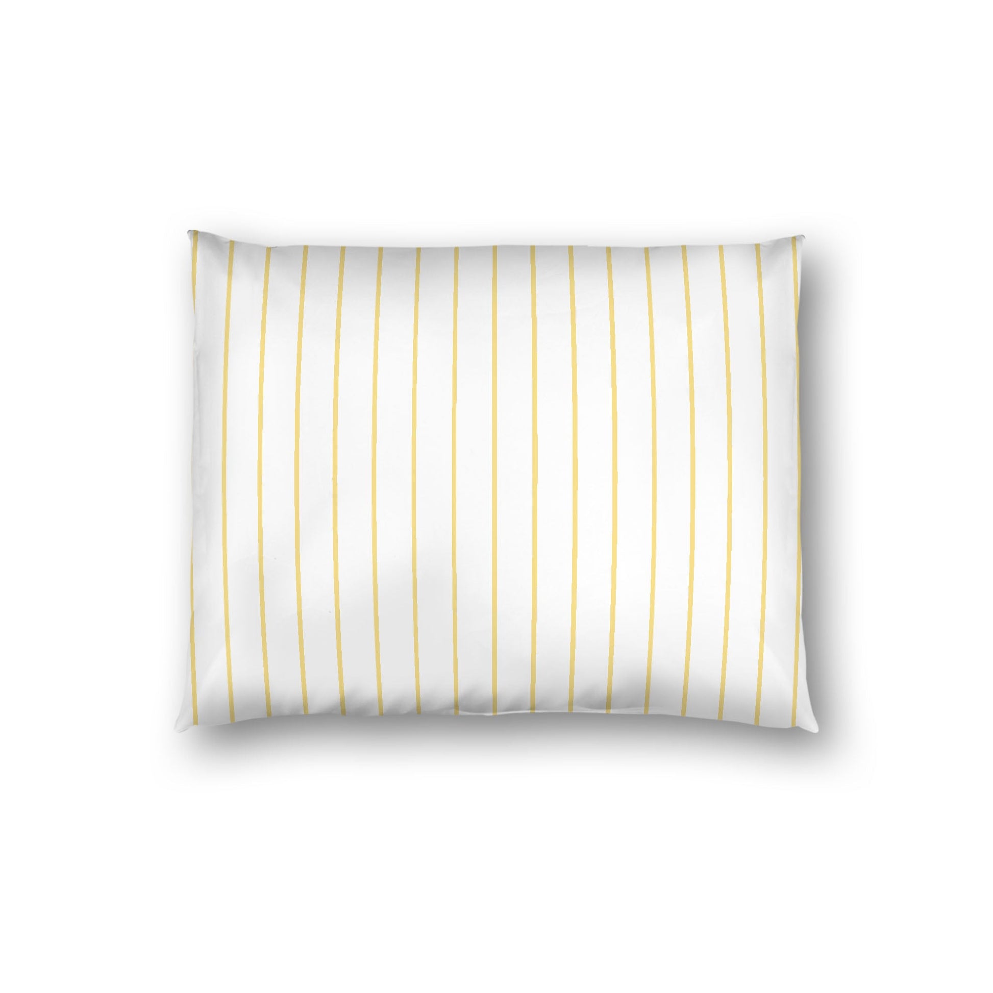 Off-white Cotton Sateen Sham, Yellow Stripes on Front, White Reverse Side, Standard - 20 x 26 inches