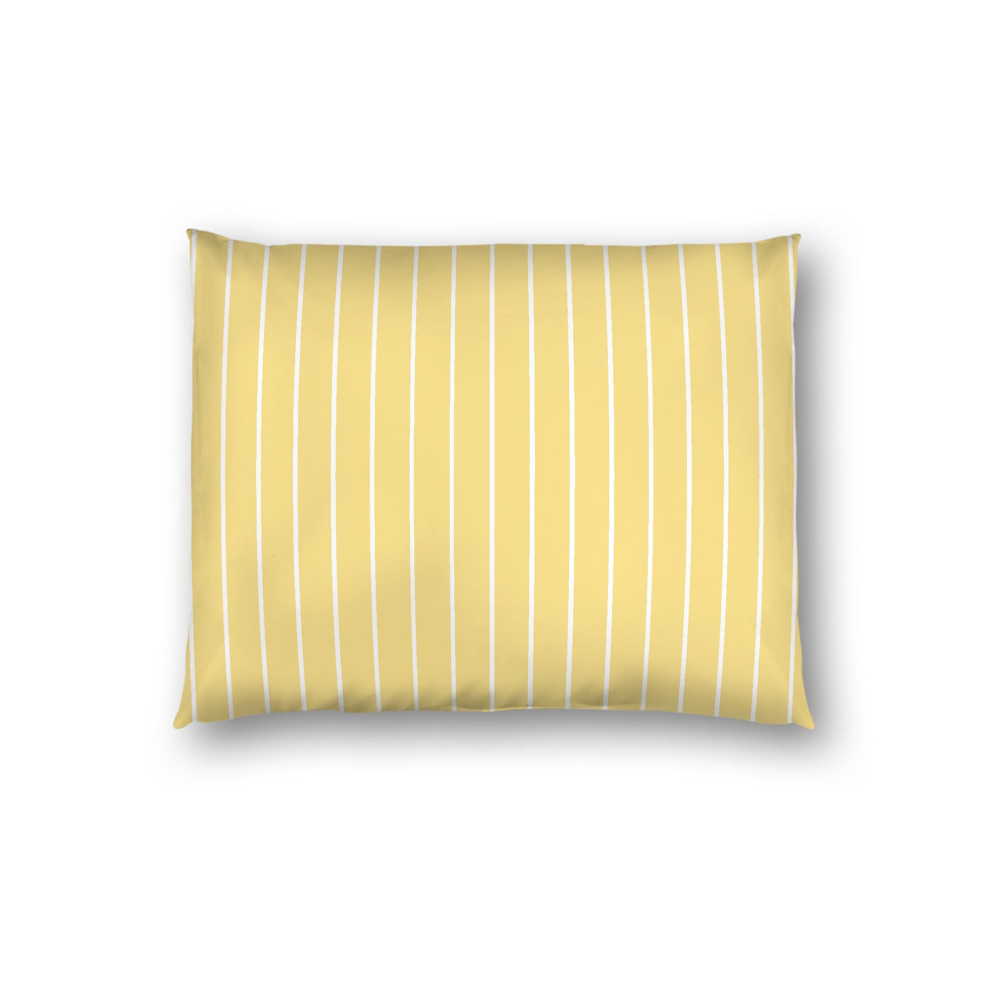 Yellow Cotton Sateen Sham, Off-white Stripes on Front, White Reverse Side, Standard - 20 x 26 inches