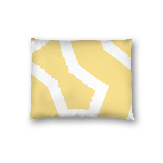 Yellow Cotton Sateen Sham, Bold Off-white Graphic on Front, White Reverse Side, Standard - 20 x 26 inches