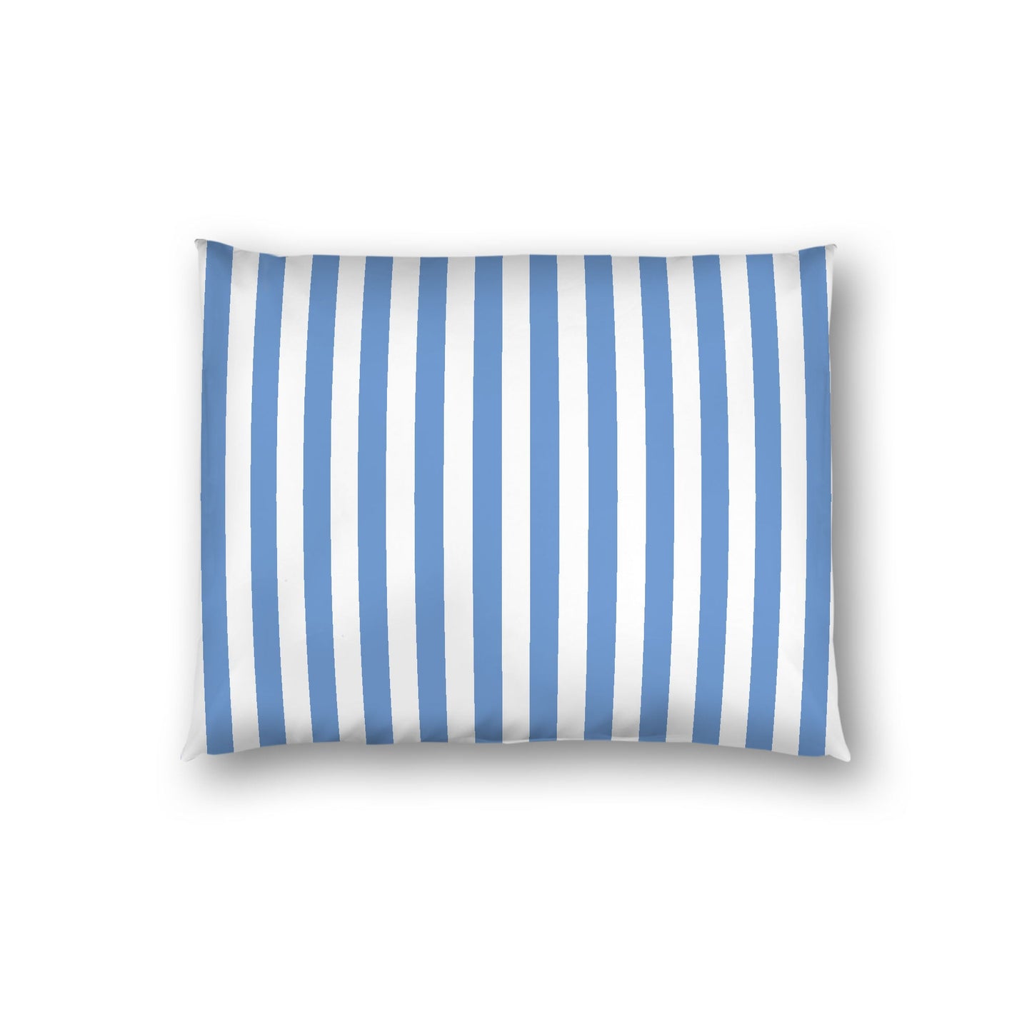 Off-White Cotton Sateen Sham, Blue Bars on Front, Standard - 20 x 26 inches