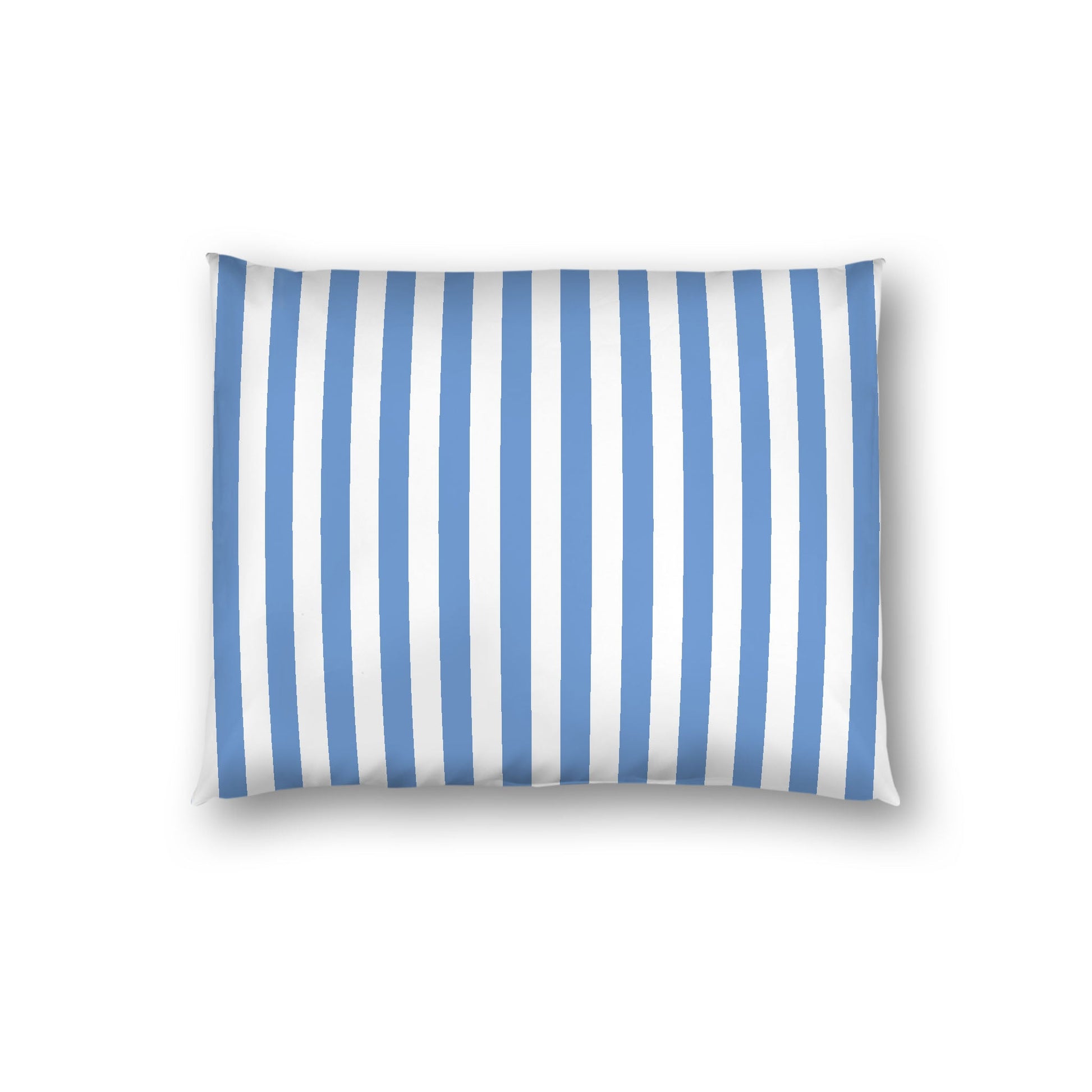 Off-White Cotton Sateen Sham, Blue Bars on Front, Standard - 20 x 26 inches