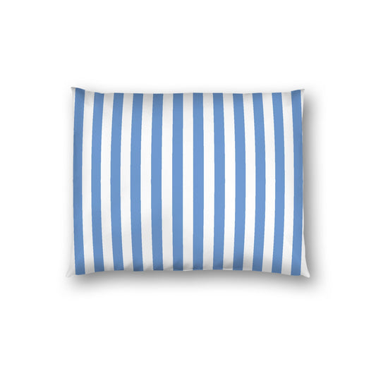 Off-White Cotton Sateen Sham, Blue Bars on Front, Standard - 20 x 26 inches