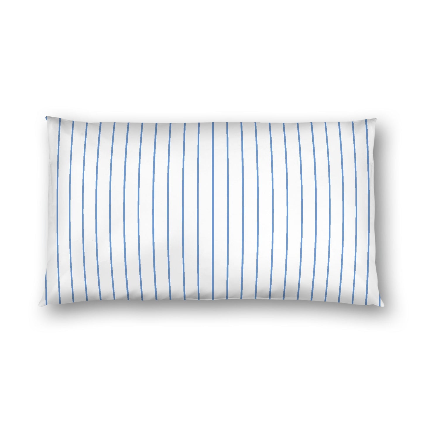 Off-White Cotton Sateen Sham, Blue Stripes on Front, White Reverse Side, King - 20 x 36 inches